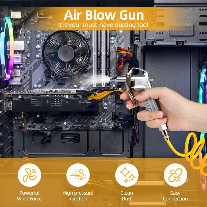 Air Blow Gun, Nozzle Duster Blow Gun Cleaner, Air Compressor Accessory Tools Atmosphere Blowing Nozzle Gun, Atmosphere Compressor Quick Connects