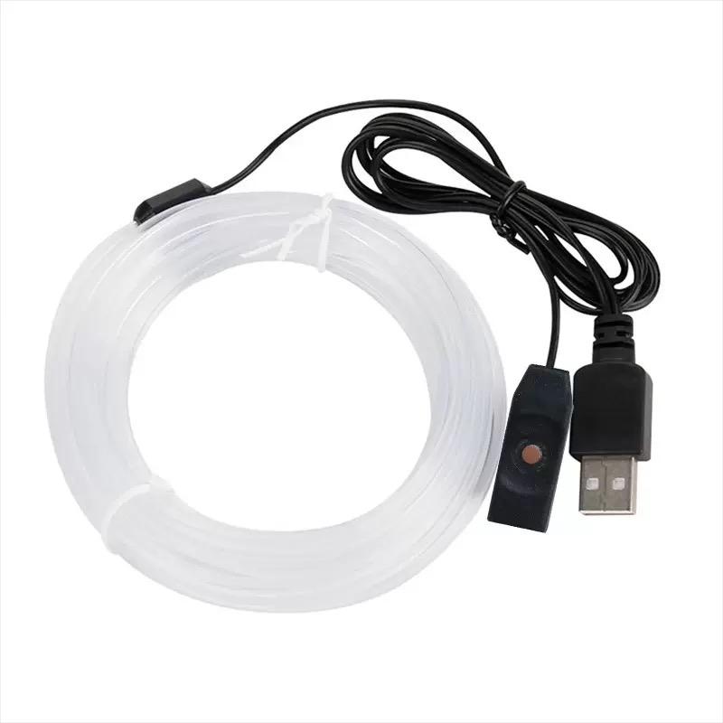 5M/16ft PMMA Side Glow Fiber Optic Cable Kit w/LED Aluminum Illuminator USB 5V 1.5W Car Interior Guide Light Source Decoration