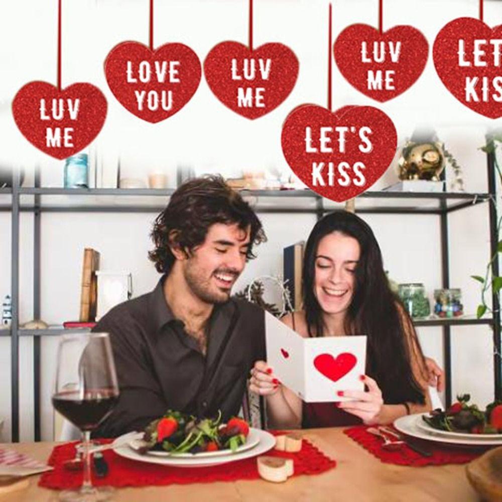 16Pcs Paper Valentine's Day Hanging Heart Pendant Decorative Red Love Heart Charm with Ribbon Funny Valentine's Day Decoration