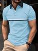 Summer men's short-sleeved POLO shirt Fashion casual comfortable breathable striped design sports men's short-sleeved Polo shirt