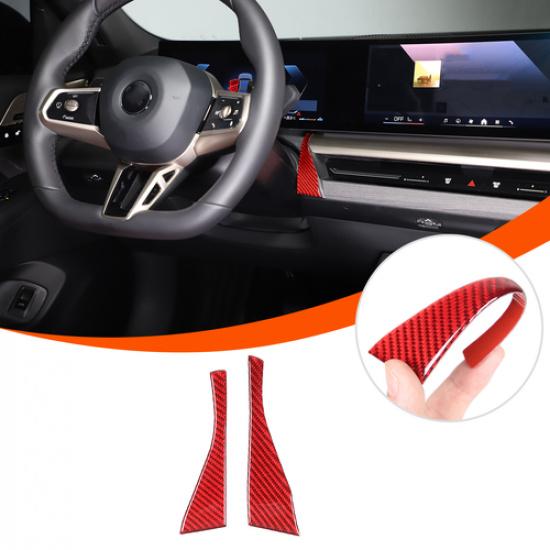 Red Carbon Fiber Dashboard Navigation Side Sticker For BMW 5 Series G60 I5 2024+