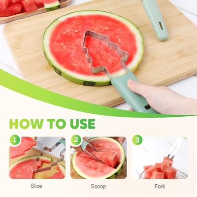 Vattenmelon Gaffel Skärare, Ny Vattenmelon Skärverktyg, Bärbar Rostfri Vattenmelon Fruktgaffel För Camping Köksredskap