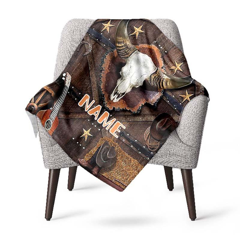 Retro Cowboy Style Customize Your Name Outdoor Blanket Used For Chair Office Sofa Bed Camping Soft And Warm Giving Friends And Relatives Birthday