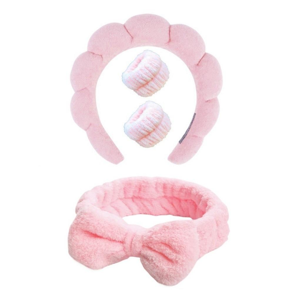 

Аксессуары для волос с высокой головкой для женщин, чтобы умываться и купаться с повязкой на голову Cloud Sponge для снятия макияжа и набором лент для волос One Size розовый