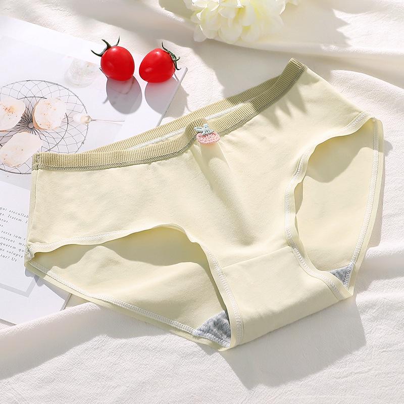 Women's Japanese Sweet Mid-Waist Pure Cotton Panties - Breathable Girly Triangle Shorts
