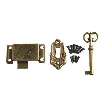 Metall-Türschloss-Set im antiken Stil für Schubladenschrank Kleiderschrank Schmuckschatulle mit links und rechts drehbarem Schlüsselschalter für sichere Verriegelung