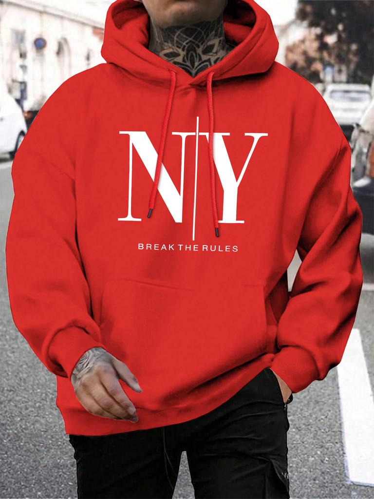 Break The Rules Yes No Design Men Hoody Loose All-Match Hoodies Casual Man Fleece Hoodie Pocket Multicolor Male Pullover