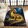 1PC Custom Name Golden Dragon Night Theme Floor Mat Ideal for Living Room, Game Rooms, Office, Bedroom,Floor Mat Playful Design