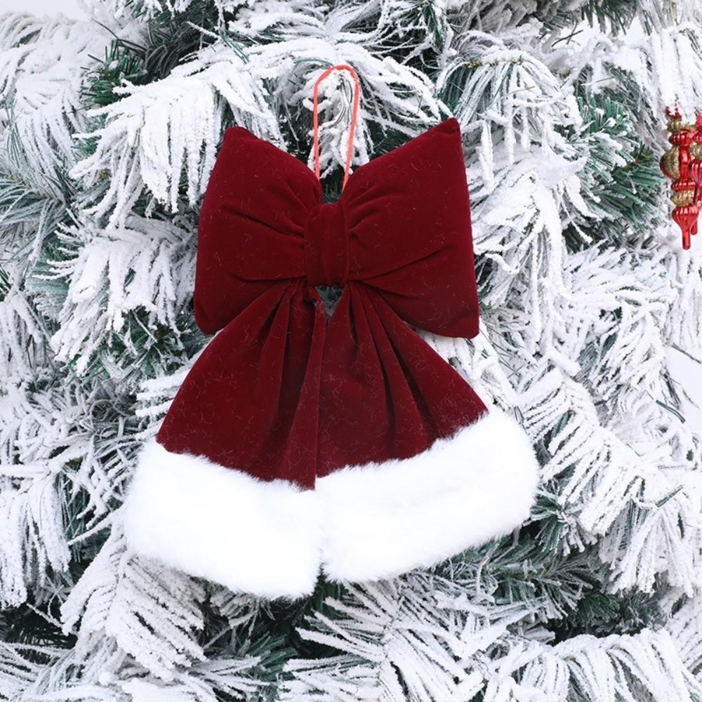 Soft Christmas Tree Bowknot Wine Red Bowknot Hanging Ornament  Home Decoration