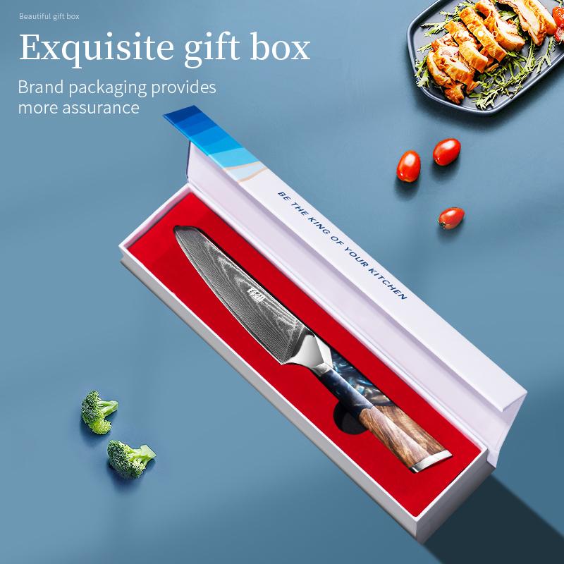 FINDKING 1pc Paring Knife 5 Inch Sharp Fruit Utility Knife, 10Cr15Mov 67 Layers Damascus Steel Knife For Carving And Peeling