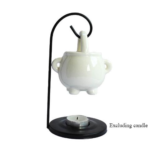 Ceramic Aromatherapy Stove Witch Soup Cup Creative Iron Frame Hook Ceramic Essential Oil Stove with Iron Frame Home Decoration