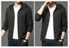 Men's Trendy Korean-Style Solid Color Zipper Hoodie - Long Sleeve Knit Cardigan