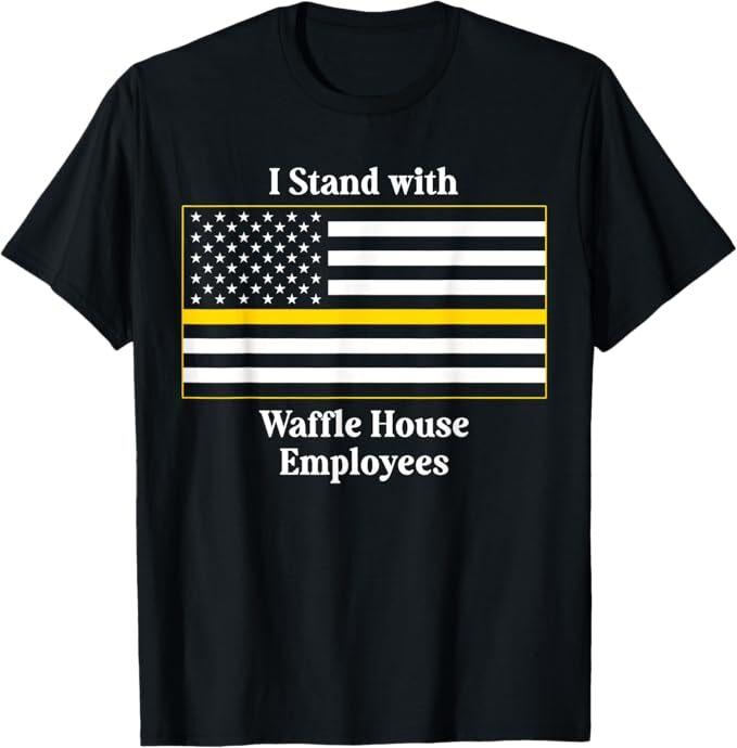 Я с работниками Waffle House Забавная футболка с флагом Америки S разноцветный