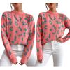 Women S Fashion Round Neck Long Sleeve Pullover Sweater Leopard Print