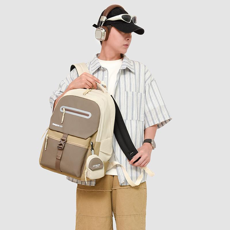 Rucsac Școlar pentru Elev de Liceu cu Blocuri de Culoare Rucsac de Călătorie pentru Bărbați Rucsac Ușor cu Capacitate Mare