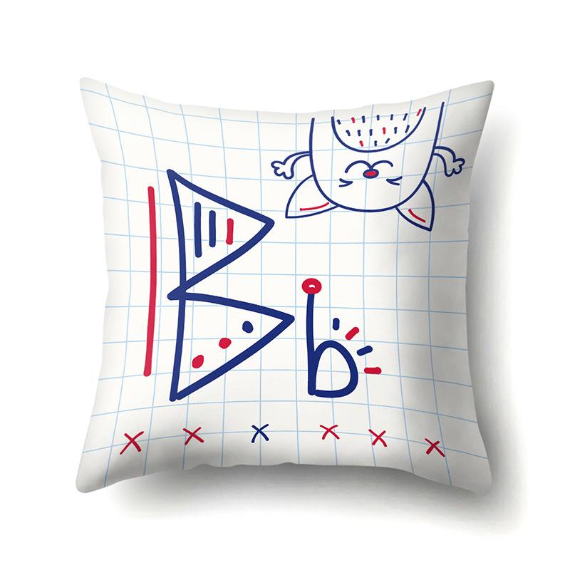 Polyester Pillow Case Decoration Home 26 English Letter Printing Pillow Case British Style Bedside Cushion Cover