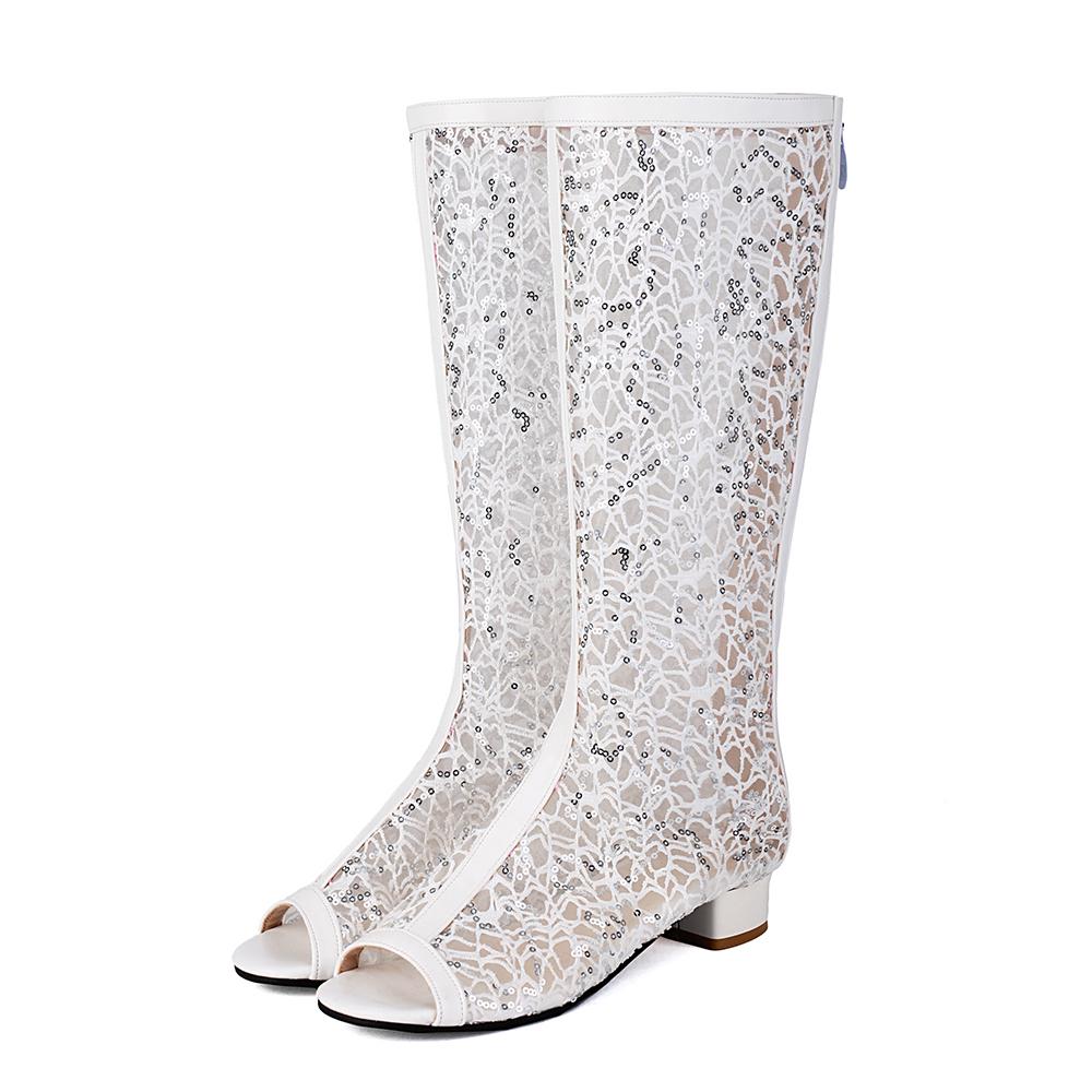 Black White Women Sandals Low Heel Big Size 46