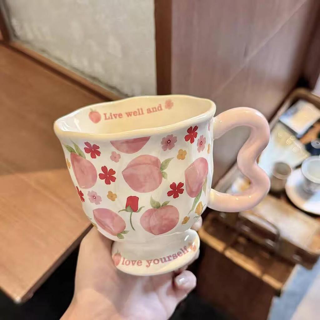 Mug with Lid Spoon New Ceramic Cup Household Water Cup Women's Large Capacity Couple Coffee Breakfast Cup Office