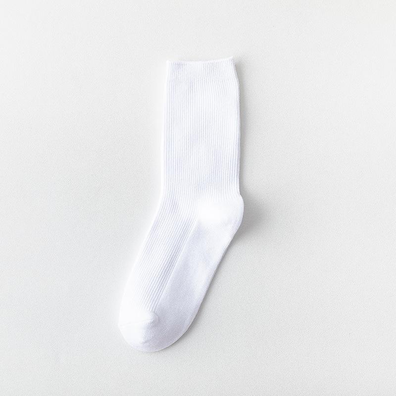 Summer Thin Mid-calf Socks for Women, Solid-color Trendy Sports Socks, Breathable Cotton Socks