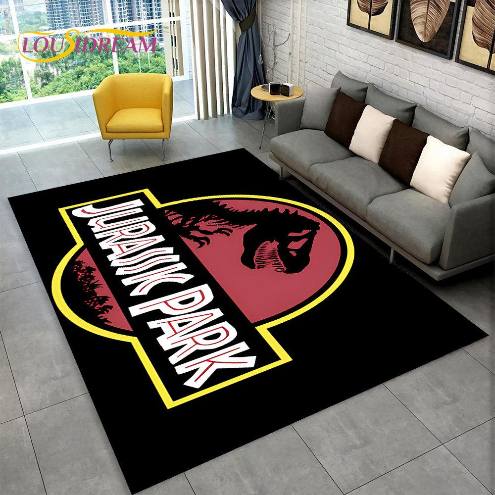 3D Cartoon Jurassic Park Dinosaur Area Rug Large,Carpet Rug for Living Room Bedroom Sofa Doormat Decor,Child Non-slip Floor Mat