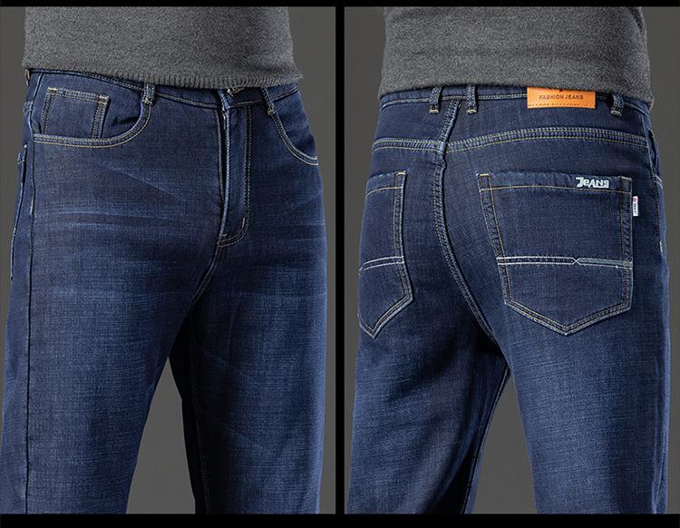 Men's Plus Size Warm Velvet-Lined Denim Pants - Loose, Straight, Winter Casual Wear