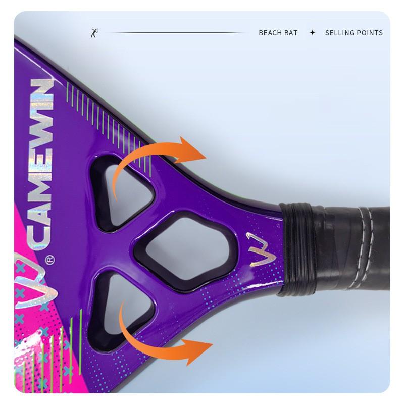 Carbon Fiber Beach Tennis Racket 3K Amateur Advanced Players Lightweight G4 Grip Red Gray Colors
