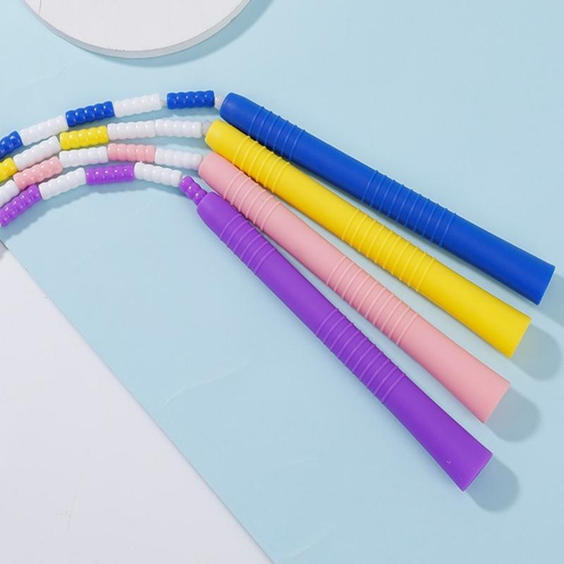 Regulable Length Colorful Beads Jump Rope with Nonslip Handle Durability Plastic Jump Rope for Sports Training
