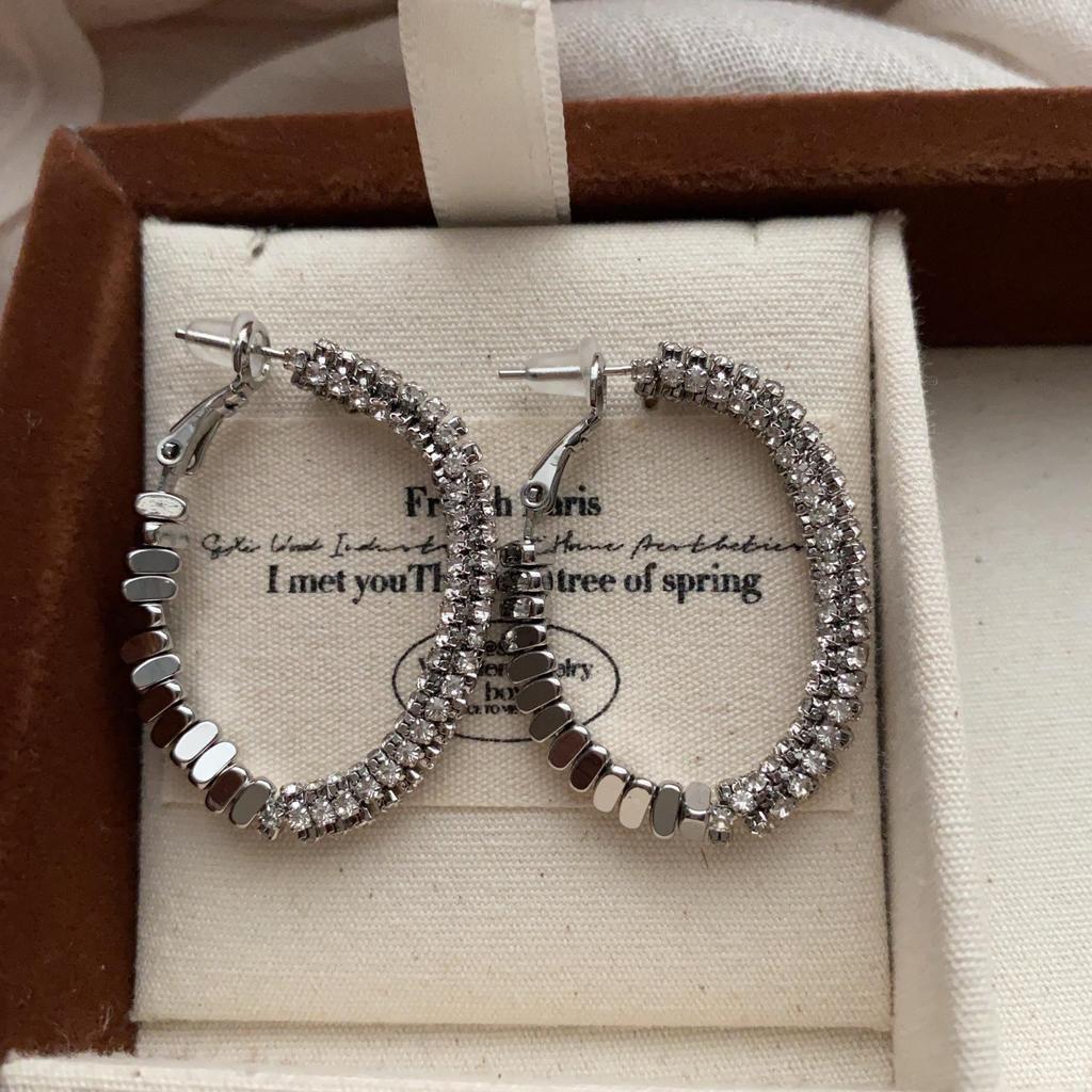 Broken Silver Earrings Earrings Circle Niche Design 20 Light Luxury High-End Silver Unique Ring Earrings