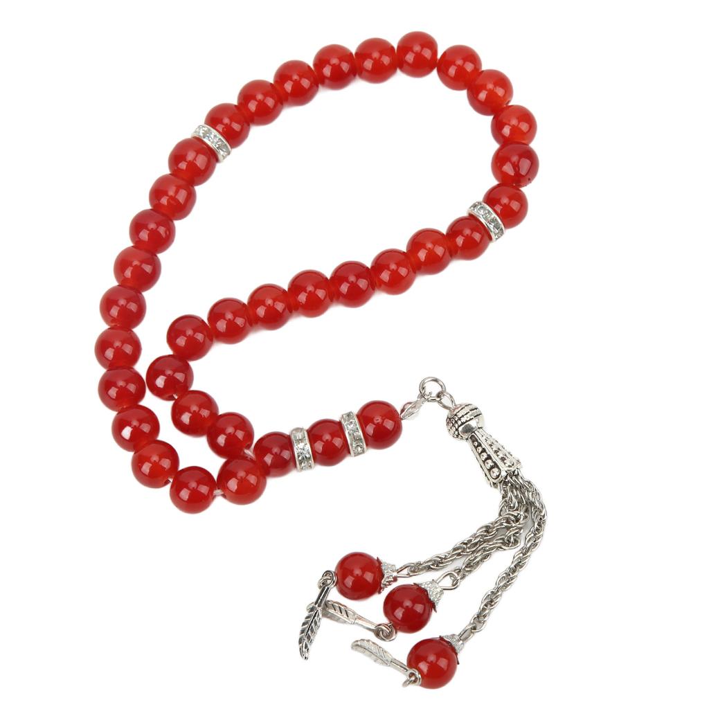 Muslim Prayer Beads Red 33 Beads Bright Beautiful Exquisite Glossy Elegant Tasbih Prayer Beads For Worship