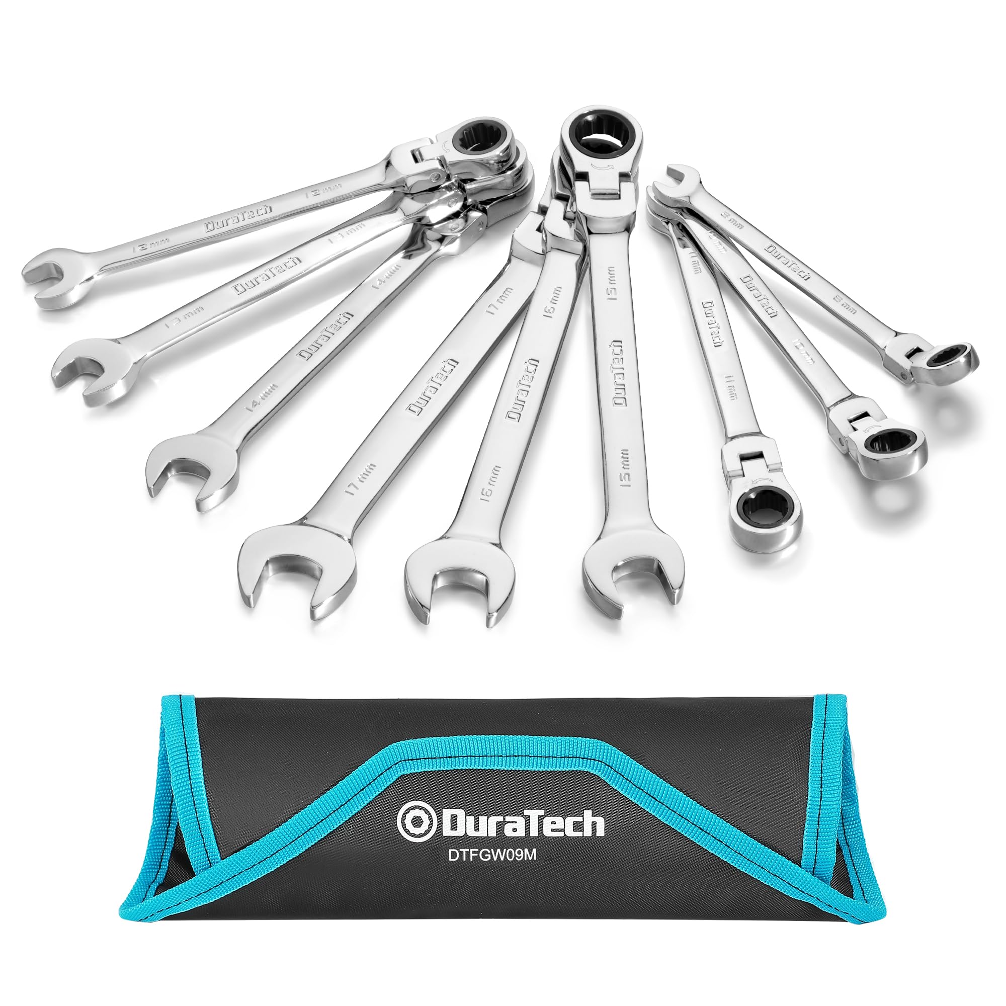 

DURATECH Combination Flex Ratchet Wrench with Swivel 72 for Automotive and Includes Storage Bag Wrench, Wrench, Single-End Ratchet, Gears, CR-V Steel,