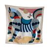 NINA SOLOR Little Horse Print Silk-Wool Scarf
