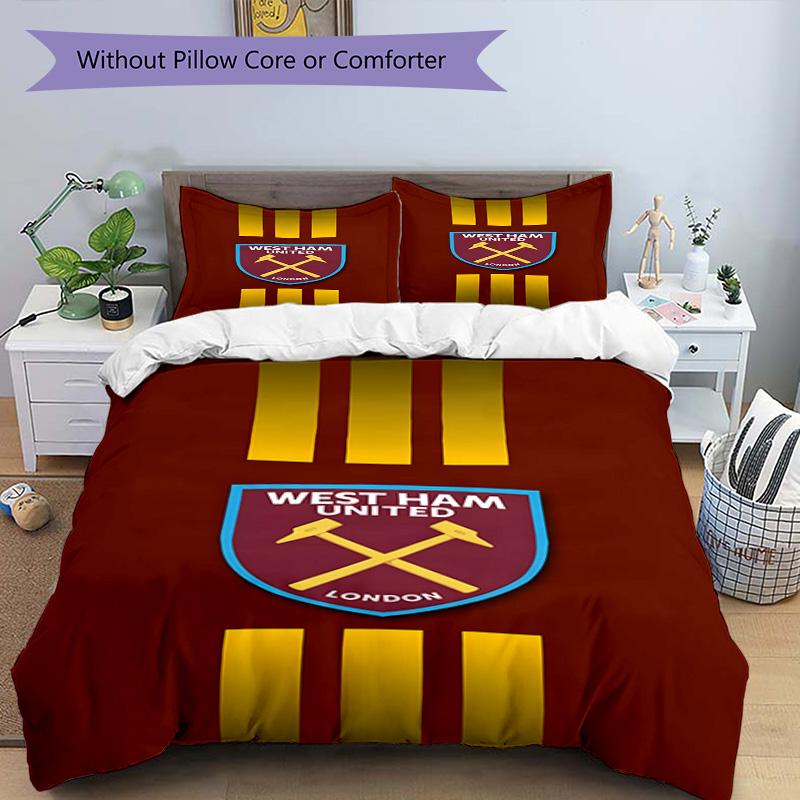 West Ham United Pattern Printed Pattern Duvet Cover Set – includes 1 duvet cover and 2 matching pillowcases Bedroom decor Christmas gifts