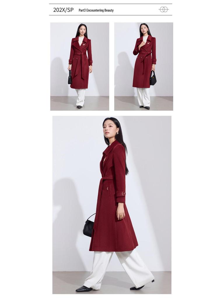 Hepburn Style Double-Breasted Wool Coat for Women - Autumn/Winter French Mid-Length Design