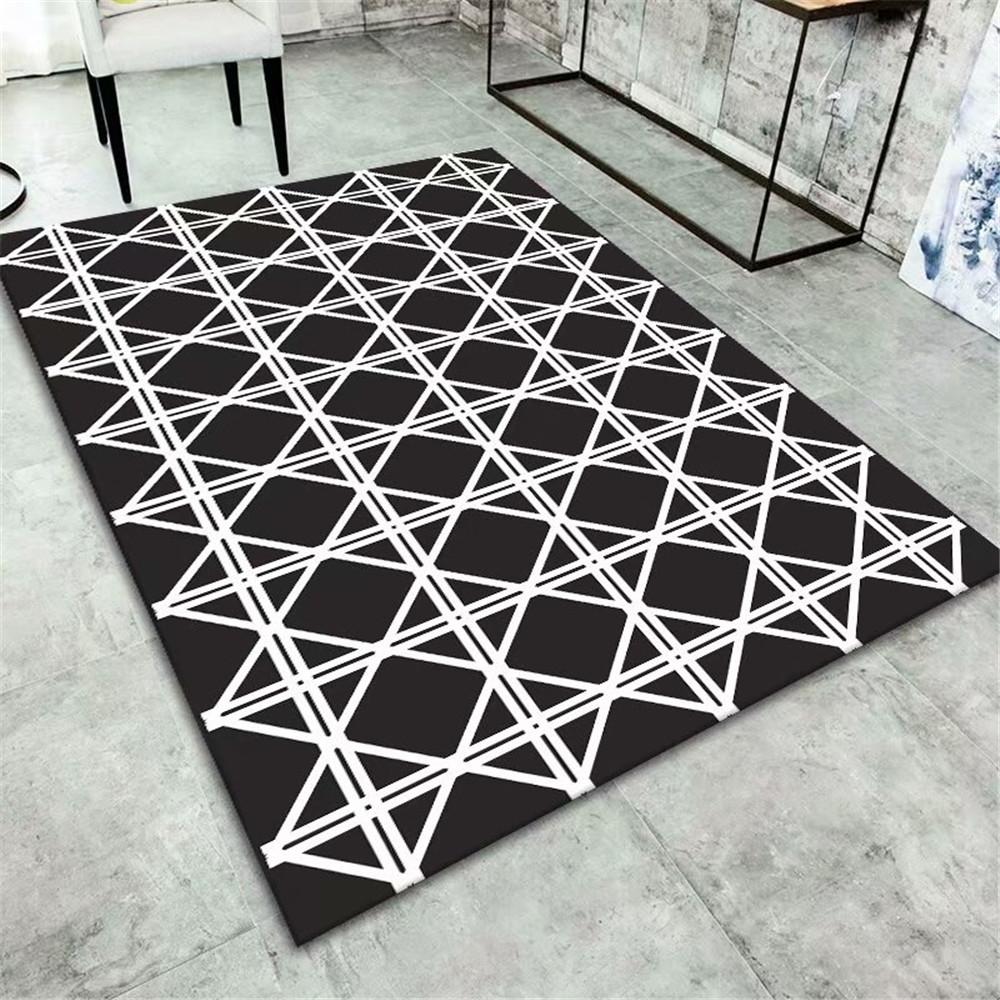 

Nordic Style Living Room Area Rug Geometric Grids Bedroom Carpets Kitchen Mat Soft Flannel Non-Slip Bathroom Floor Mat Doormat 50x100cm