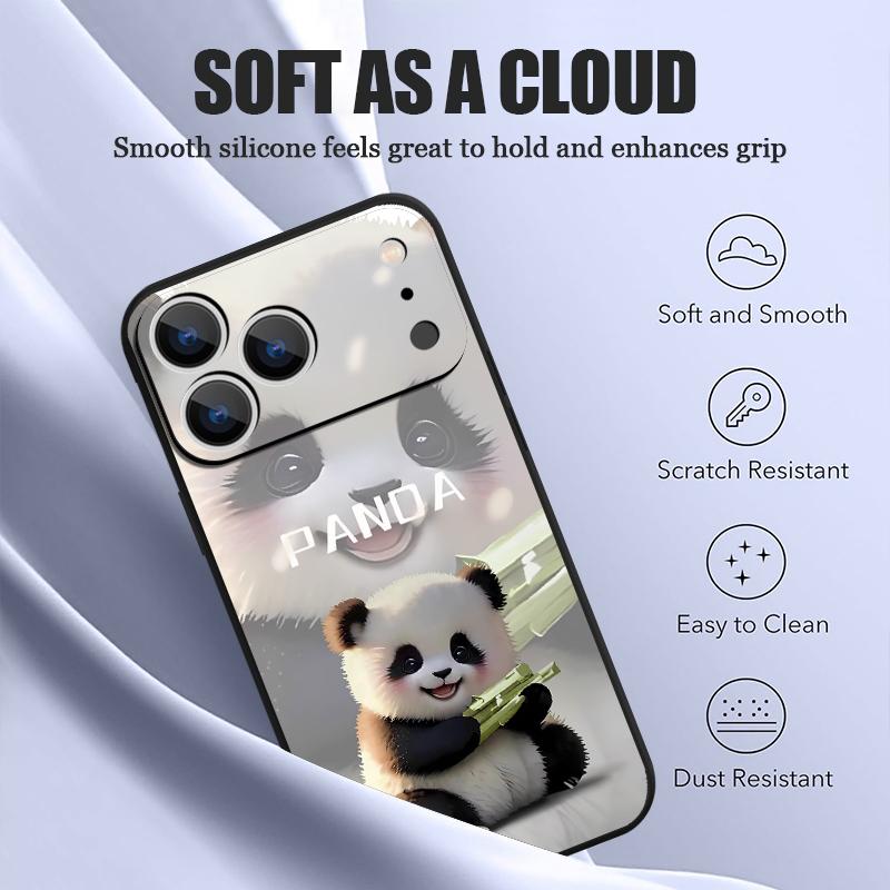 For iPhone 17 Pro Max Case Lovely Baby Panda Pattern Magnetic For Magsafe Silicone Cover For iPhone 16 Pro Max Funda iPhone 15 14 13 12 11 16E Air