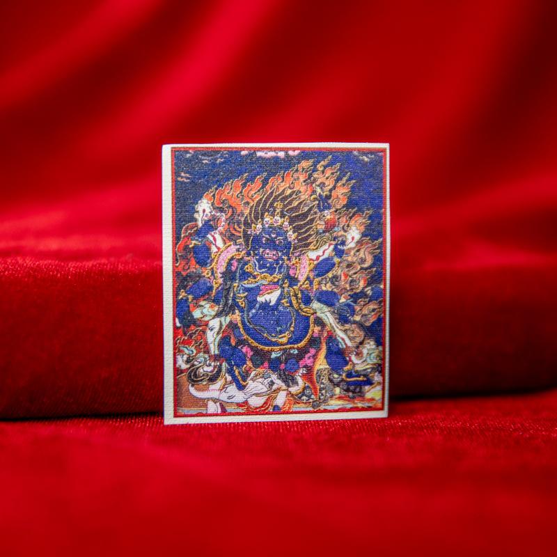 Тибетская Тханка Живопись Основная Ткань: Махакала, Черный Джамбала, Ямантака, 4×5см