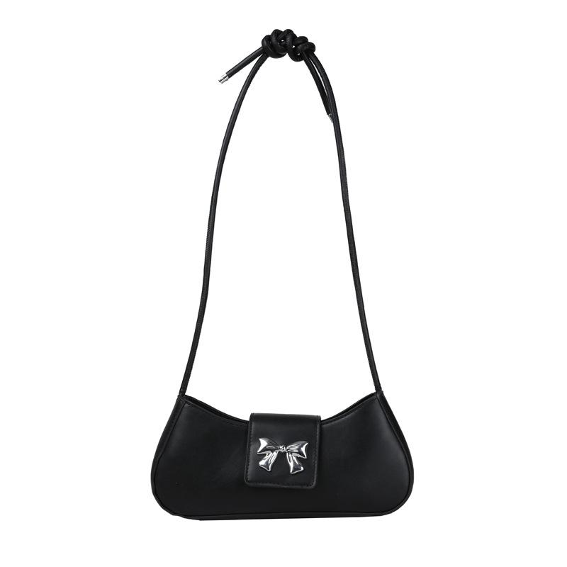 

Летняя популярная маленькая сумка-бантик для женщин 2024 года, новая модная сумка-полумесяц с текстурой подмышкой, универсальная сумка-мессенджер чёрный