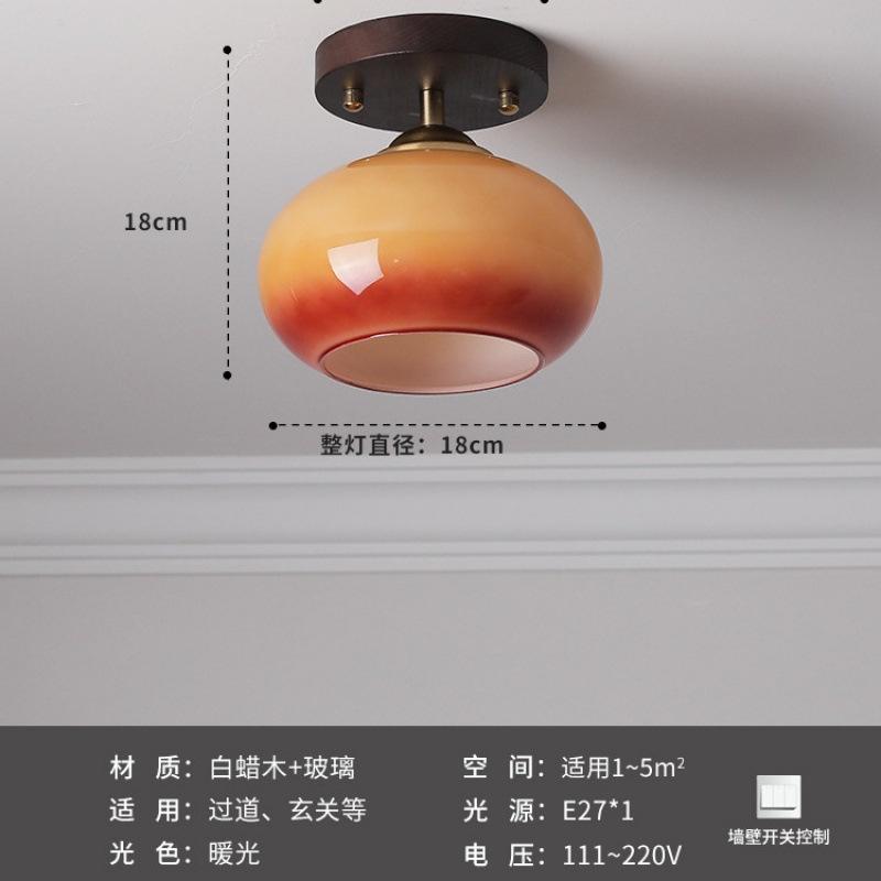 

Medieval Chandelier LED Pendant Lights Entry Aisle Corridor Cloakroom American Retro Solid Wood Bay Window Ceiling Lamps No Bulb
