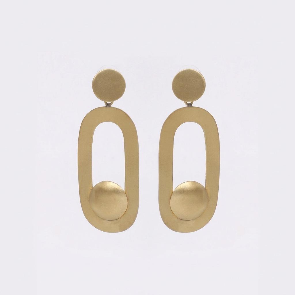 Alma Orbit Frame Handmade Brass Earrings