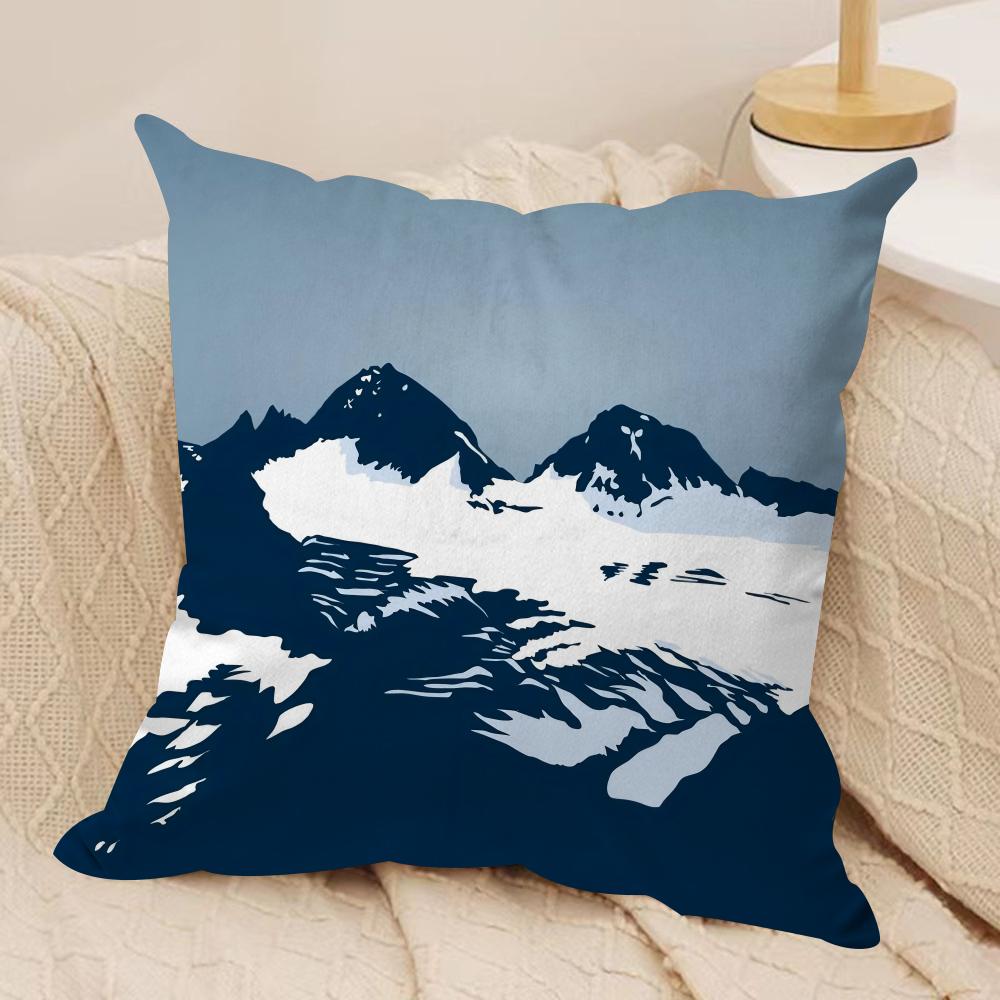 Outdoor SSnows Peak Cushion Cover Soft Plush Fabric DoubleSided Printed Sofa Cushion Cover for All Seasons Home Decor Gift