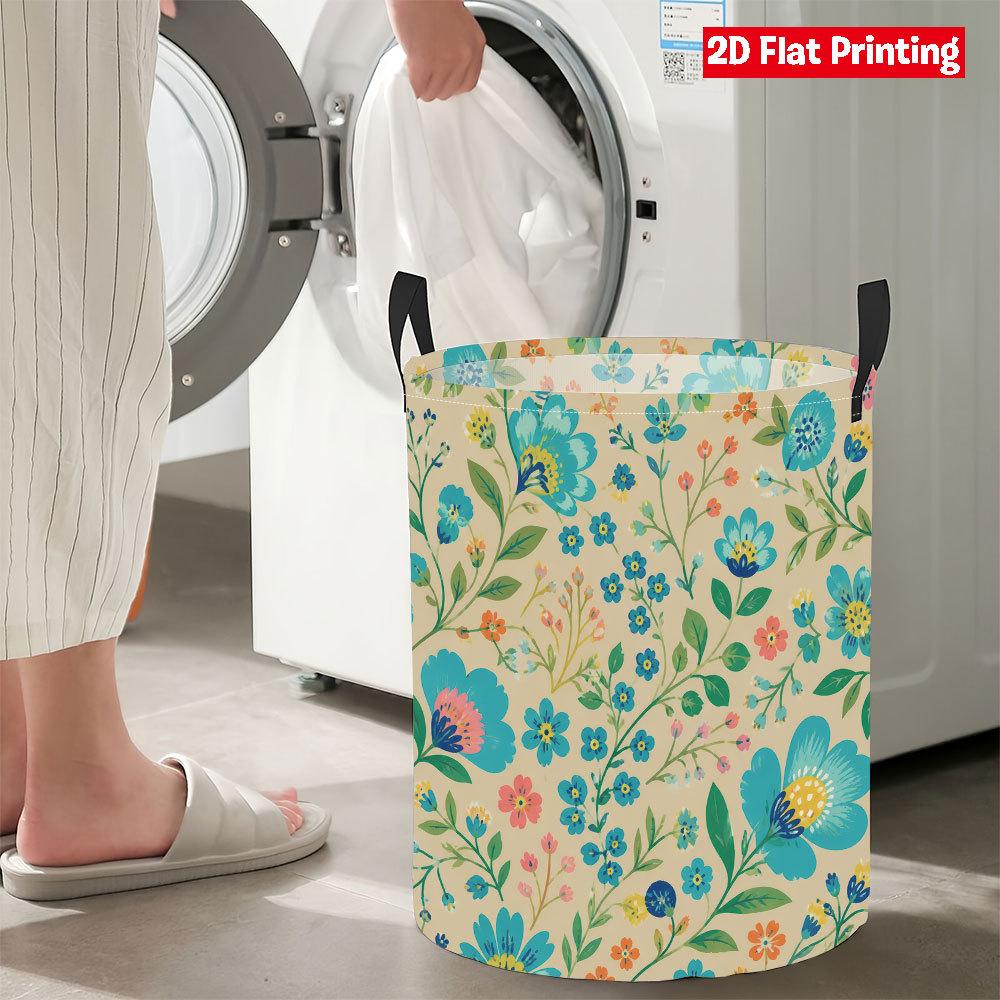 Collapsible Laundry Basket Large Round Waterproof Fabric Hamper Dirty Clothes Storage Bin Toy Organizer with Handles
