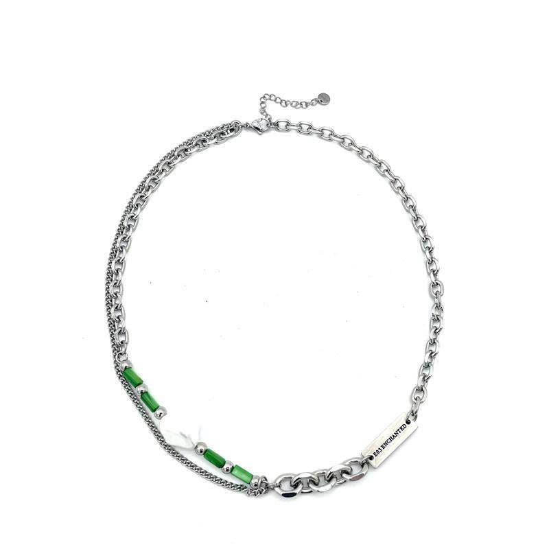 Retro Geometric Stainless Steel Necklace With Multilayer Design For Men And Women