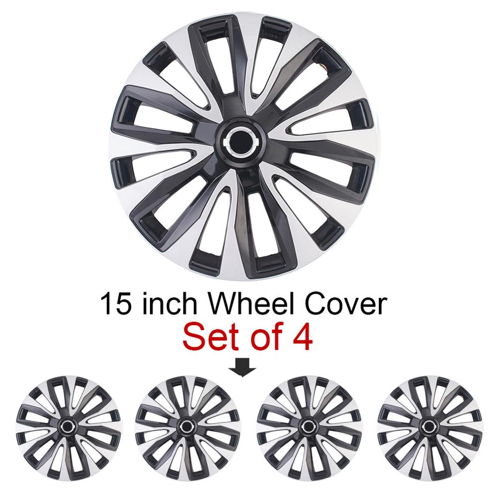 4pcs 15" Car Wheel Trims Covers, 15 Inch Plastic Decorative Caps, Car Tuning Wheel Center Cap Covers Fit Aluminum Alloy Rims Hub