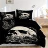 3pcs Skull Flowers Bedding Cover Set, Fashion Classic Popular Print Bedding Set, Soft Comfortable, All - Season Use, For Bedroom, Guest Room106
