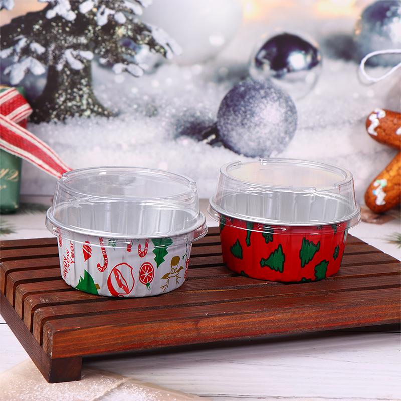 10Pcs Reusable Round Aluminum Foil Tin Cup With Lids Pudding Cake Mold Air Fryer Tinfoil Box Small Baking Tray Tinfoil Cups