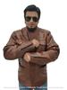 Handmade Men's Jacket Lambskin Brown Leather Racer Quilted Designer Biker Soft