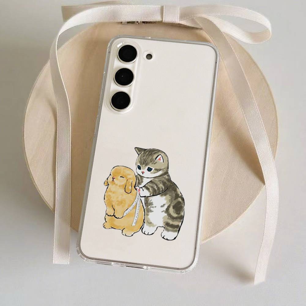 Cartoon Cat Phone Case For Samsung Galaxy S21 S22 S23 S24 S25ULTRA FE Ultra Plus5G A52S Transparent Cover