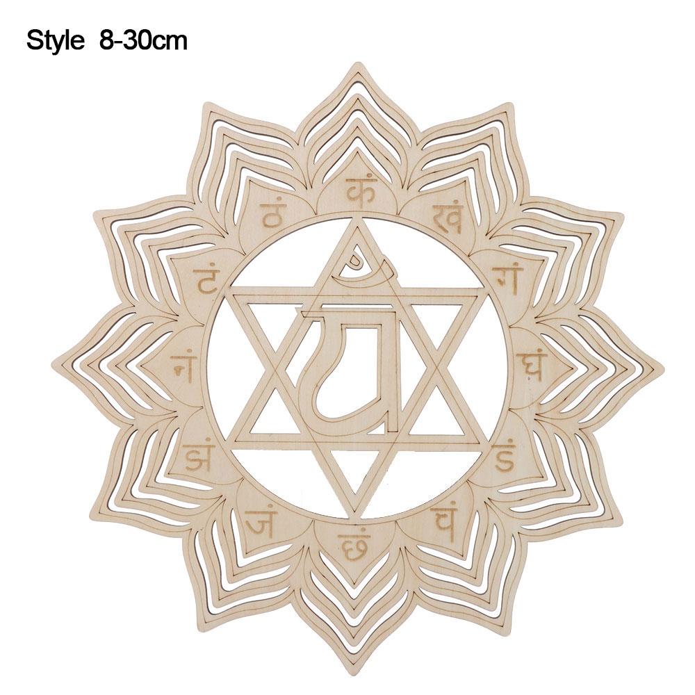 Symbole Naturel Bois Chakra Fleur de vie Tapis Énergétique Bord Arrondi Cercles Sculptés Sous-verre Pour Ensemble Pierre Cristal Décor Mural Cuisine