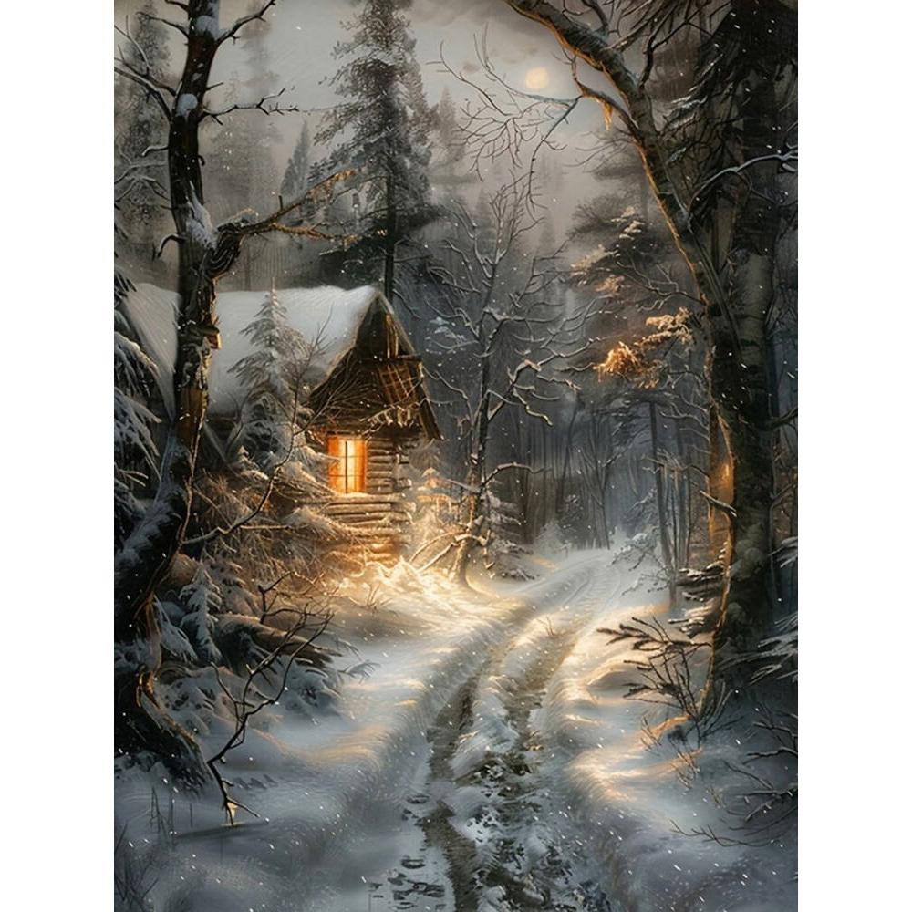 

Алмазна вишивка Будинок Вишивка Вулиця Дерево Набір для DIY Мозаїка Пейзаж Замок Підходить для Дорослих Початківців Домашній декор Round 20x30cm