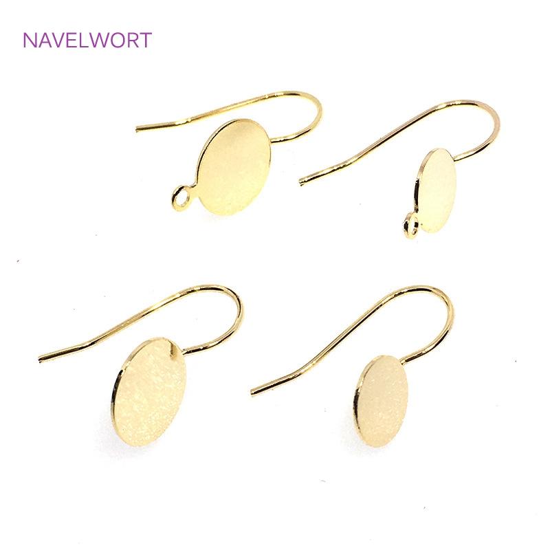 Brass Metal Round Tray Earring Hooks 14K Gold Plated Ear Wire Hooks DIY Pearl Earring Making Accessory Fashion Jewelry For Women